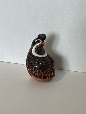 Vintage Artesania Rinconada Ceramic Quail Bird Figurine, Hand-Painted Uruguay